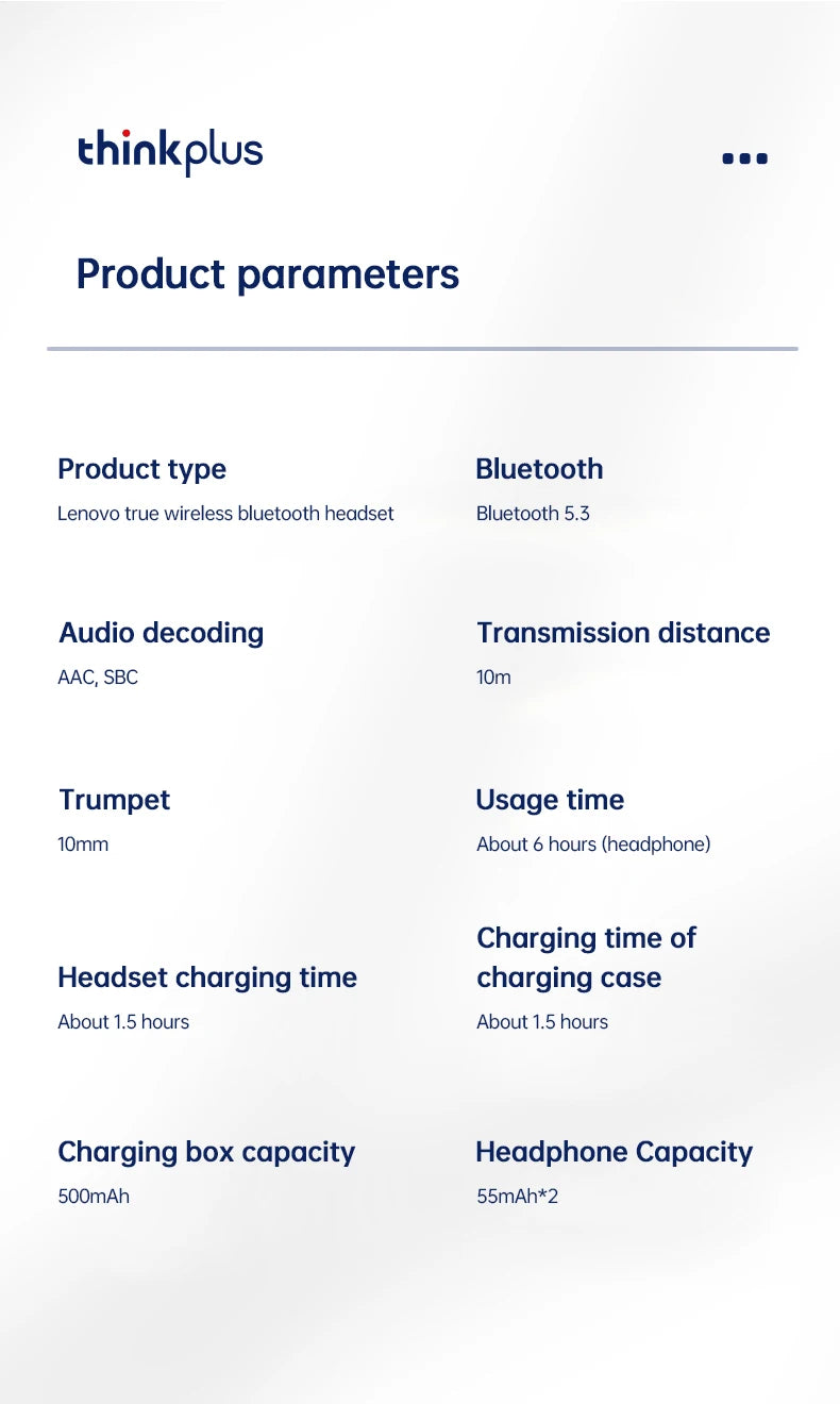 Lenovo XT80 Wireless Headphones Bluetooth 5.4 Earphones True with Mic Button Control Noise Reduction Earhooks Waterproof Headset