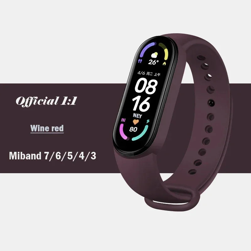 official Silicone Strap For Xiaomi Mi Band 4 5 6 7 Bracelet Sport Watch Wristband Miband4 miband7 Correa Mi band 3 4 5 6 7 Band