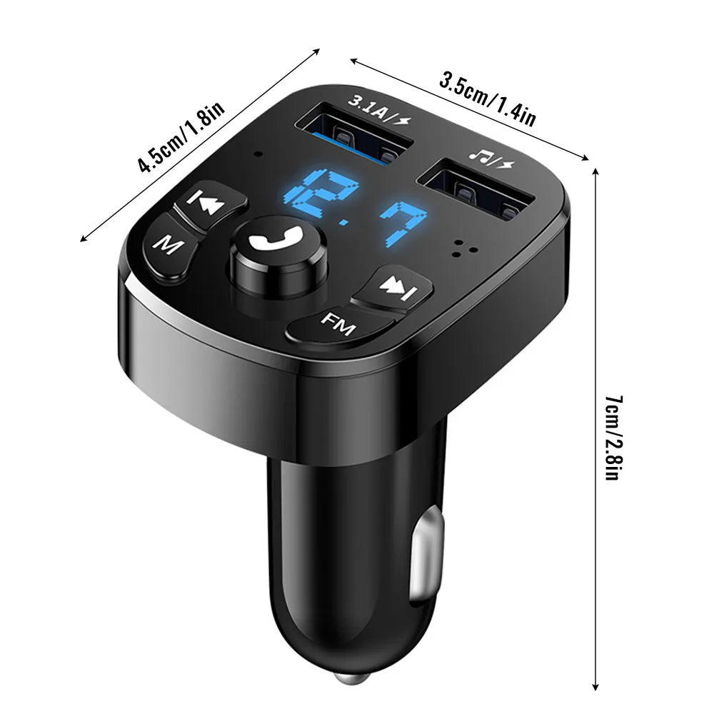 Bluetooth 5.0 FM Transmitter Wireless Handsfree Audio Receiver Dual USB 3.1A+1.0A U Disk Playing for Car Radio Player Speaker