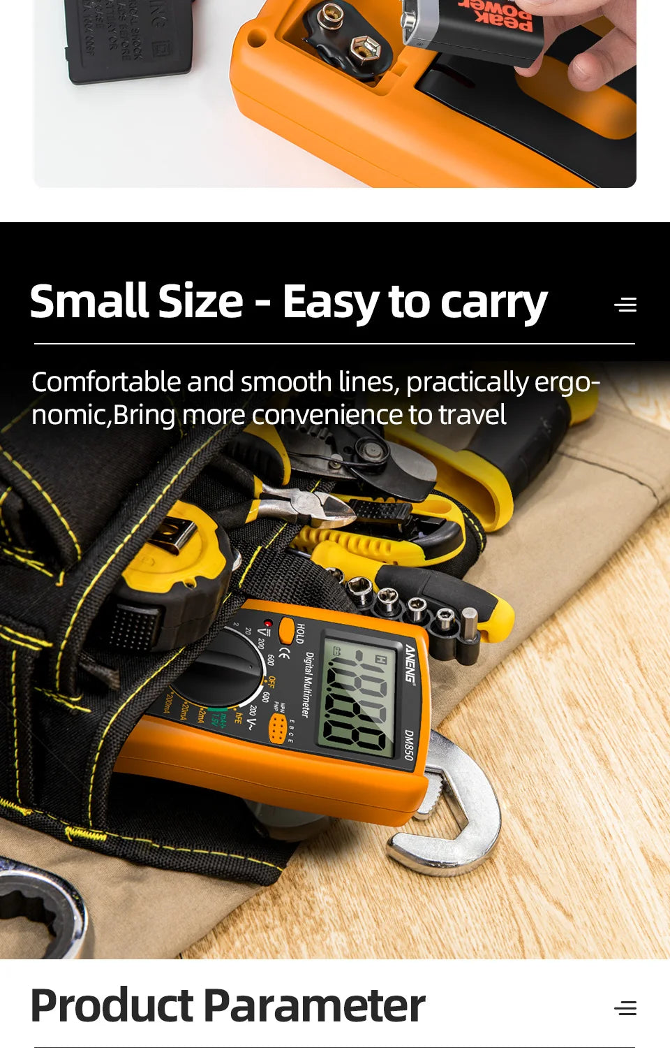 ANENG DM850 Automatic Digital Multimeter Professional multimetro AC/DC Votage Tester 1999 Counts Ohm Ammeter Electric Tools