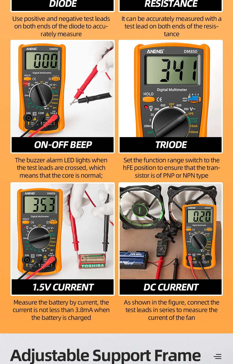 ANENG DM850 Automatic Digital Multimeter Professional multimetro AC/DC Votage Tester 1999 Counts Ohm Ammeter Electric Tools