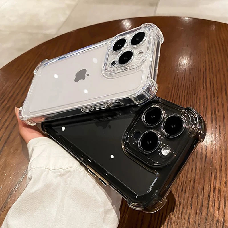 Luxury Shockproof Clear Phone Case For iPhone 15 14 13 12 11 Pro Max X XR XS XS Max Silicone Bumper Transparent Hard Back Cover