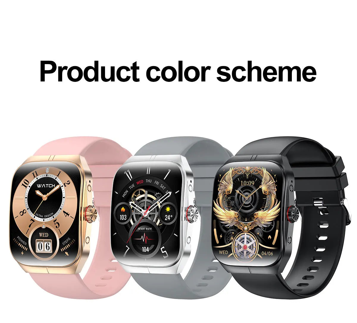 Men Women Sports Health Watches Blue Tooth Call Smartwatch NFC Heart Rate 1.95" AMOLED Screen Waterproof Music Voice Assistant