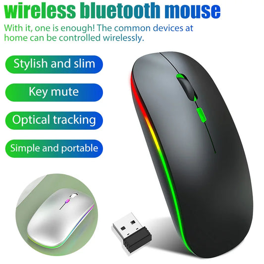Tablet Phone Computer Bluetooth Wireless Mouse Charging Luminous 2.4G USB Wireless Mouse Portable Mouse