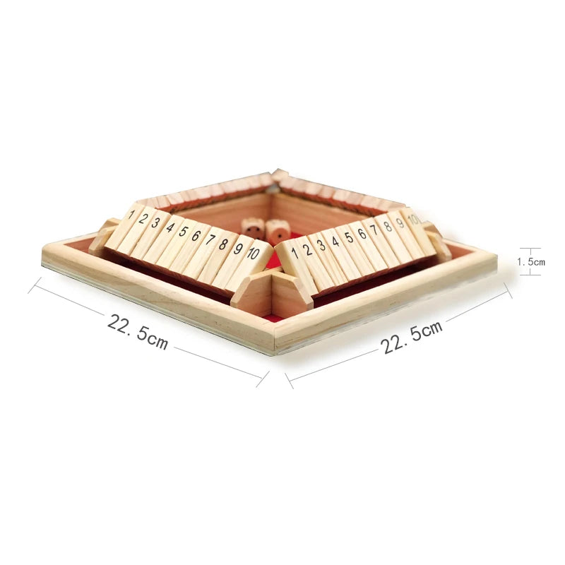Arithmetic Dice Board Game Four-Sided Flip Card Games Box Dice Toys Wooden Flaps Dices 4 Players Party Number Game Board Games