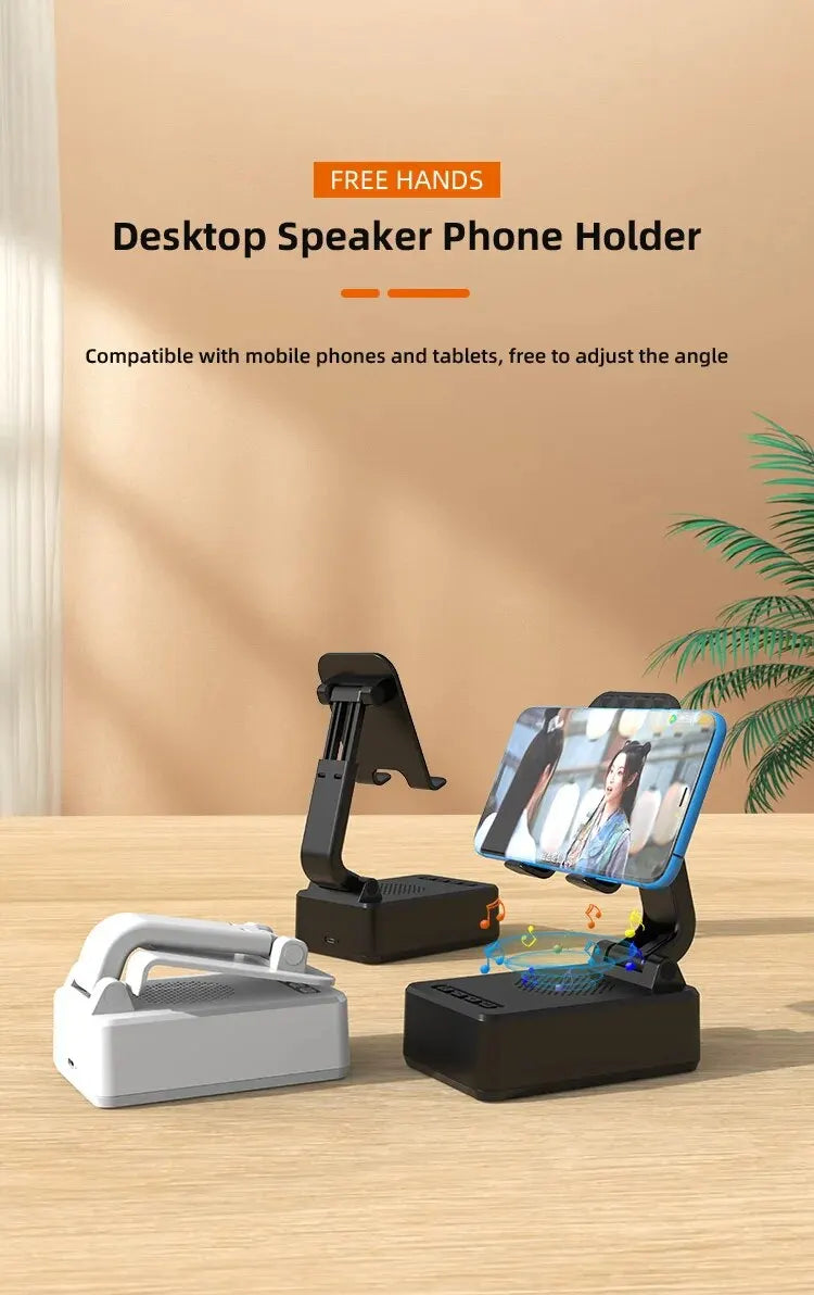 Mobile Cell Phone Stand Holder with Bluetooth Speaker HD Portable Wireless Speaker Adjustable Tablet Desktop Live Lazy Bracket