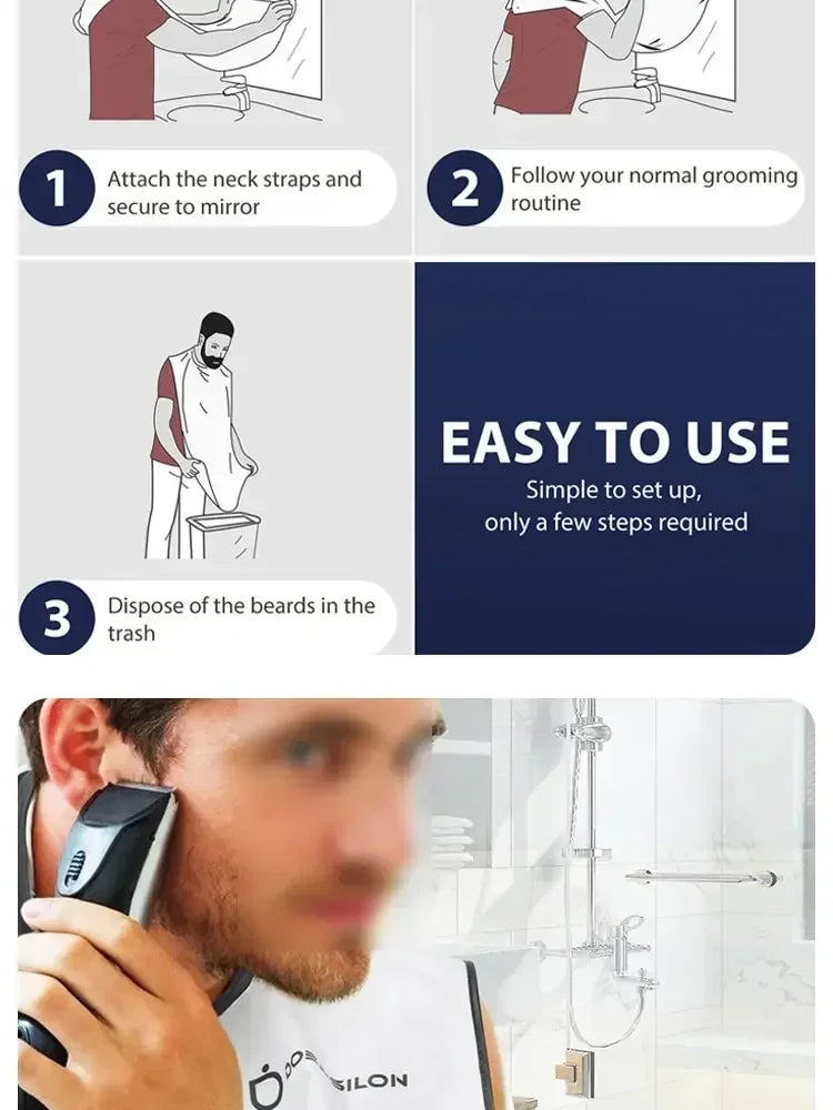 1/2PCS Male Shaving Aprons Creative Wall Mirror Suction Haircut Wrap Cape Home Salon Moustache Beard Shaving Apron Cleaning Bib