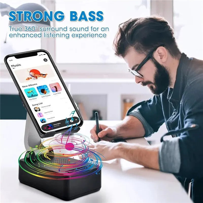 Mobile Cell Phone Stand Holder with Bluetooth Speaker HD Portable Wireless Speaker Adjustable Tablet Desktop Live Lazy Bracket