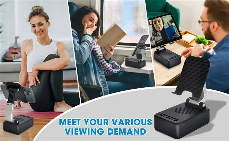 Mobile Cell Phone Stand Holder with Bluetooth Speaker HD Portable Wireless Speaker Adjustable Tablet Desktop Live Lazy Bracket