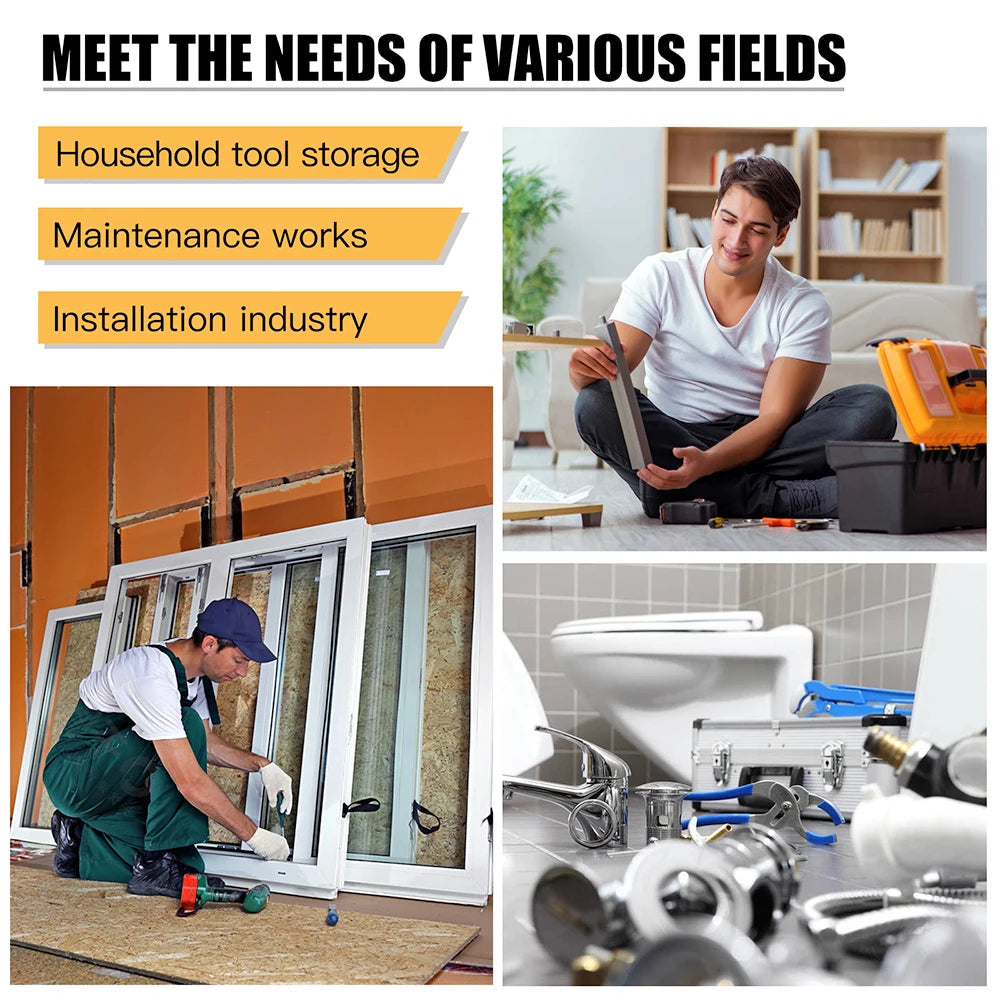 AIRAJ 15/12 Inch Hardware Tools box, Plastic Thick Combination Suitcase Electrician Carpenter Electric Drill Storage Box