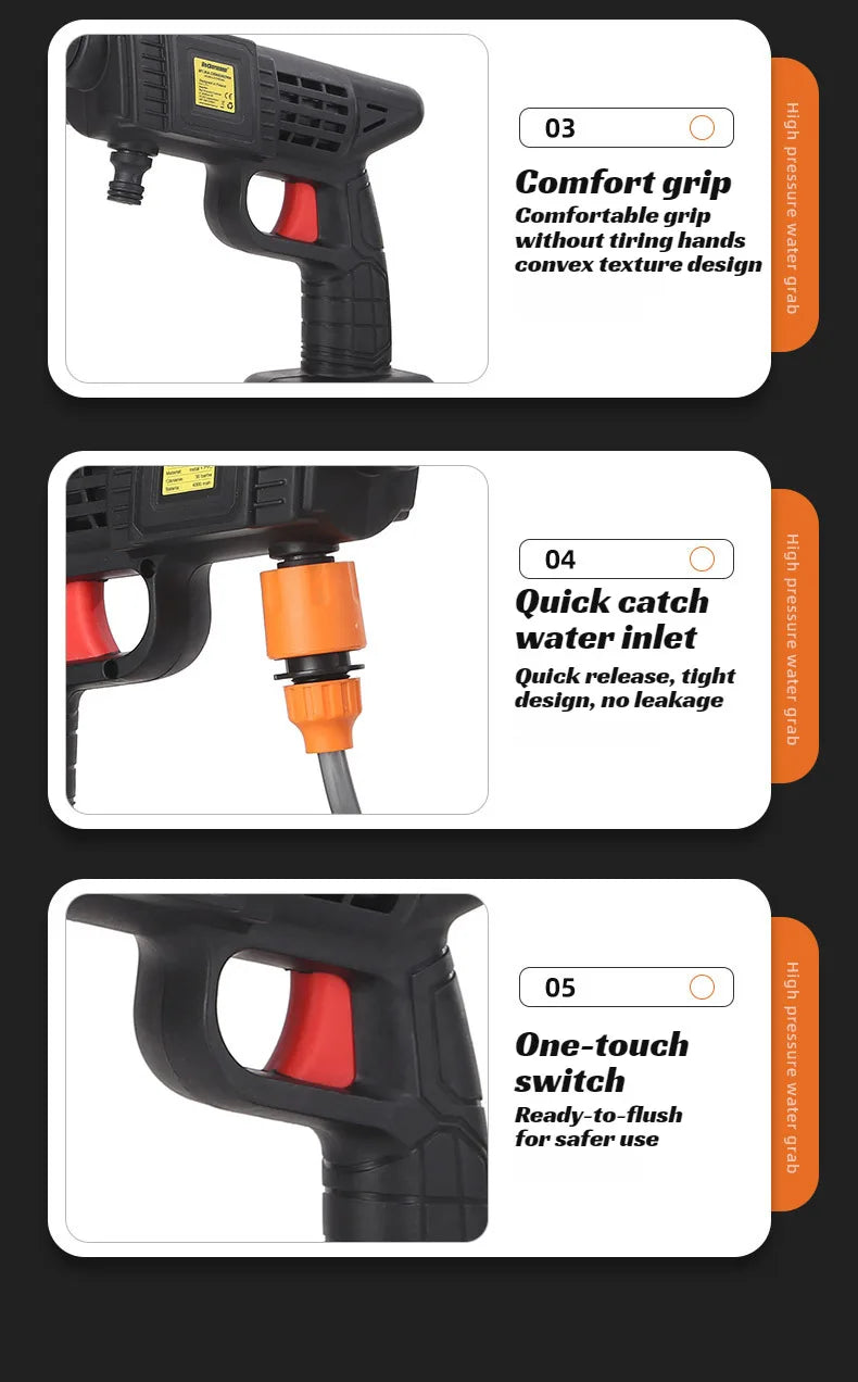 【Cordless Handheld Water Gun】Lithium Battery Rechargeable High-Pressure Washer - Portable Car Wash Sprayer for Home & Garden