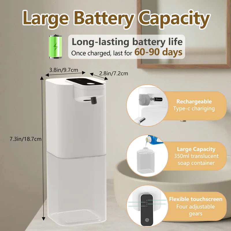 400ml New Rechargeable Foam/Liquid/Spray Model Touchless Electric Automatic Sensor Soap Dispenser for Toilet Bathroom & Kitchen