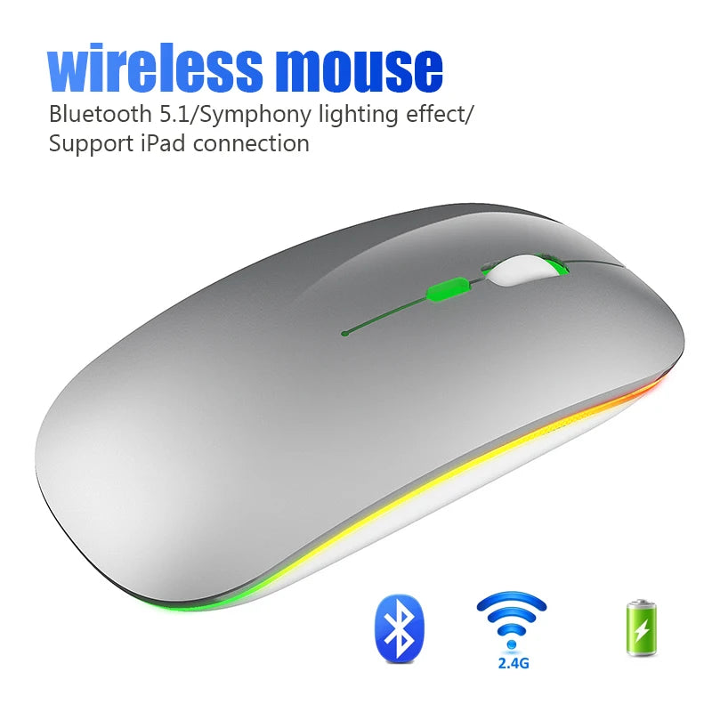 Tablet Phone Computer Bluetooth Wireless Mouse Charging Luminous 2.4G USB Wireless Mouse Portable Mouse