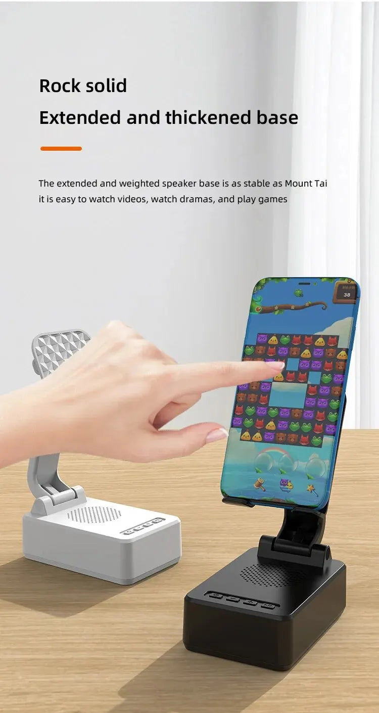 Mobile Cell Phone Stand Holder with Bluetooth Speaker HD Portable Wireless Speaker Adjustable Tablet Desktop Live Lazy Bracket