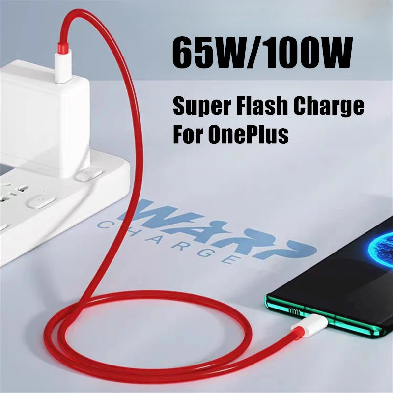 Dual Type C 65W 100W 150W SuperVOOC Fast Charging USB-C Cable for OnePlus 9 10 11 12 13 Nord 2T 3 N300 ACE 2 3 5 Pro OPPO realme
