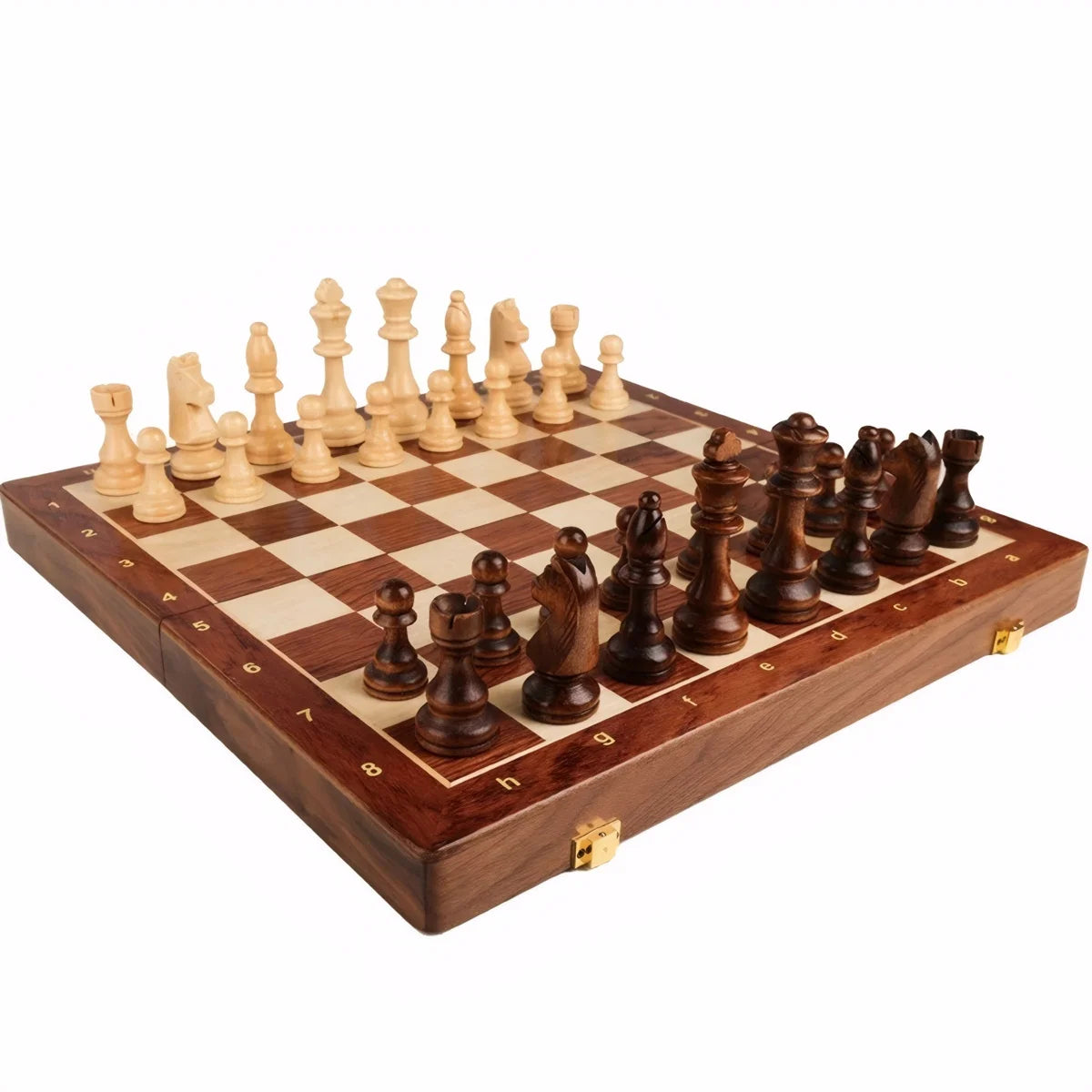39cm wooden folding chessboard, with 2 additional pieces, High end solid wood chess piece set, holiday gift entertainment