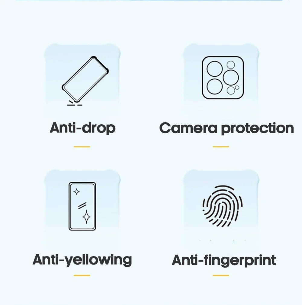 Luxury Shockproof Clear Phone Case For iPhone 15 14 13 12 11 Pro Max X XR XS XS Max Silicone Bumper Transparent Hard Back Cover