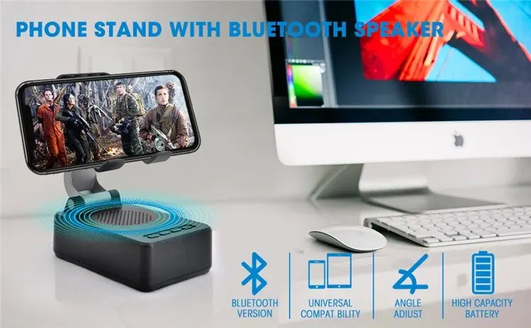 Mobile Cell Phone Stand Holder with Bluetooth Speaker HD Portable Wireless Speaker Adjustable Tablet Desktop Live Lazy Bracket