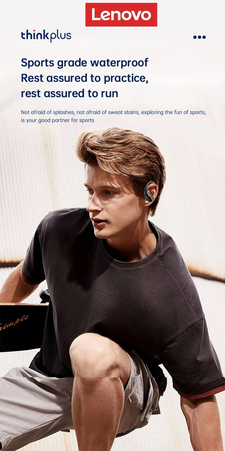 Lenovo XT80 Wireless Headphones Bluetooth 5.4 Earphones True with Mic Button Control Noise Reduction Earhooks Waterproof Headset