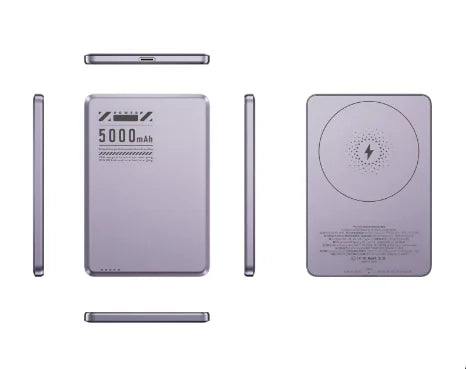 Portable travel Thin 0.65cm Magnetic Metal Wireless Charger 5000mAh Bi-directional Fast Charge PD20W Power bank External battery