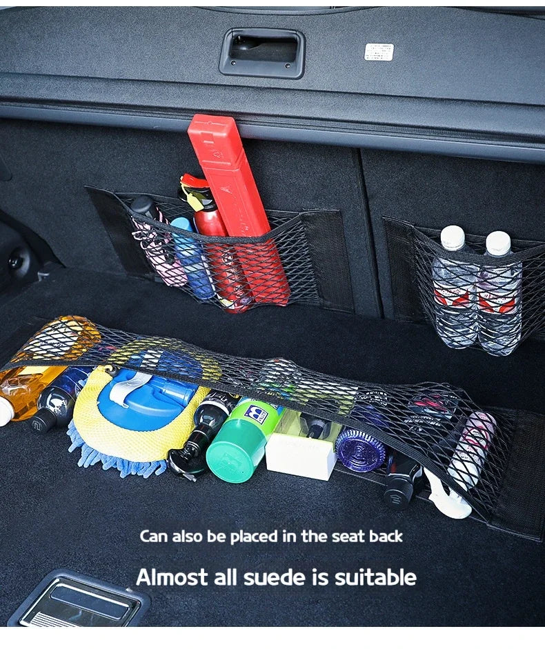 Luggage Storages Car Trunk Storage Bag Double Stretch Velcro Car Storage Net Bag Mesh Storages Net Bag Car Net
