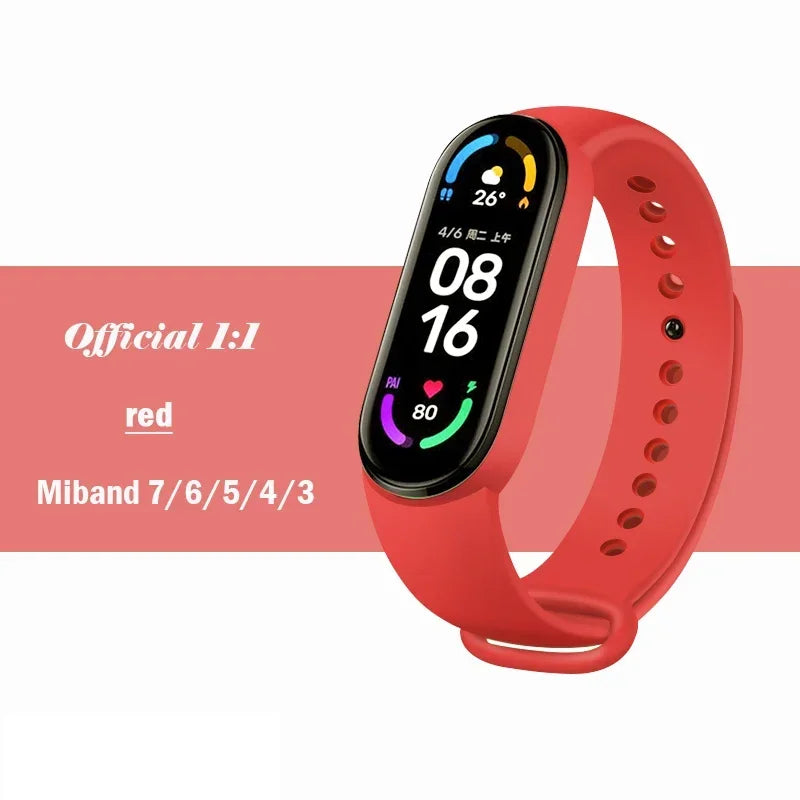 official Silicone Strap For Xiaomi Mi Band 4 5 6 7 Bracelet Sport Watch Wristband Miband4 miband7 Correa Mi band 3 4 5 6 7 Band
