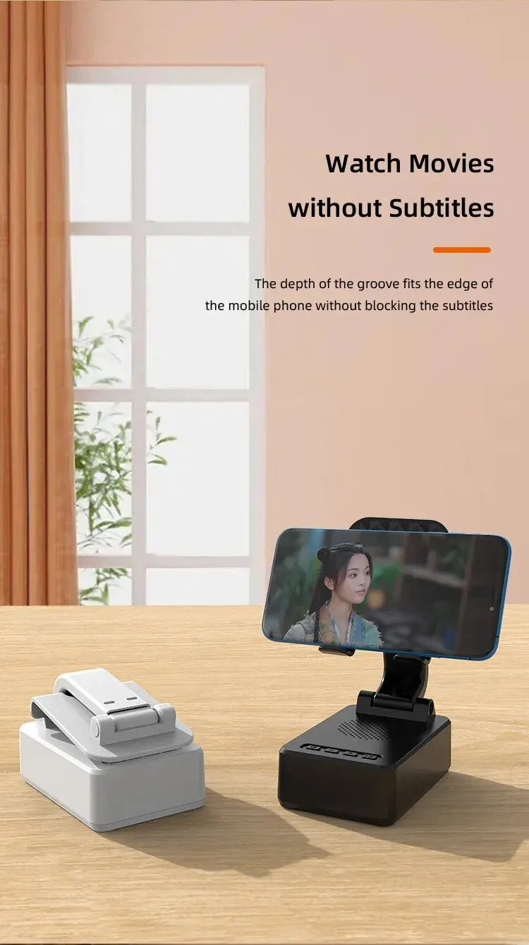 Mobile Cell Phone Stand Holder with Bluetooth Speaker HD Portable Wireless Speaker Adjustable Tablet Desktop Live Lazy Bracket