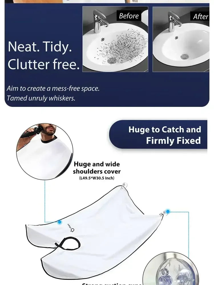 1/2PCS Male Shaving Aprons Creative Wall Mirror Suction Haircut Wrap Cape Home Salon Moustache Beard Shaving Apron Cleaning Bib