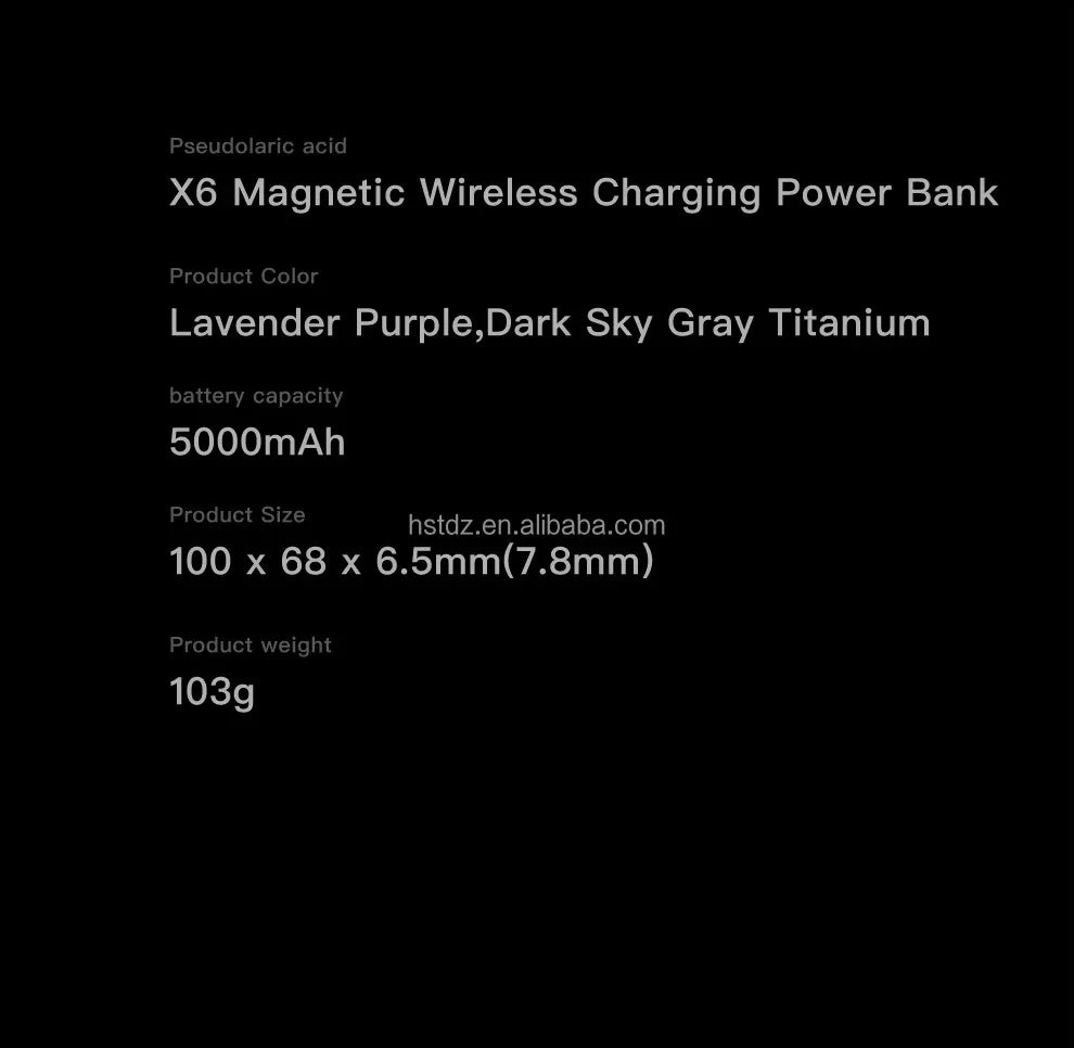 Portable travel Thin 0.65cm Magnetic Metal Wireless Charger 5000mAh Bi-directional Fast Charge PD20W Power bank External battery