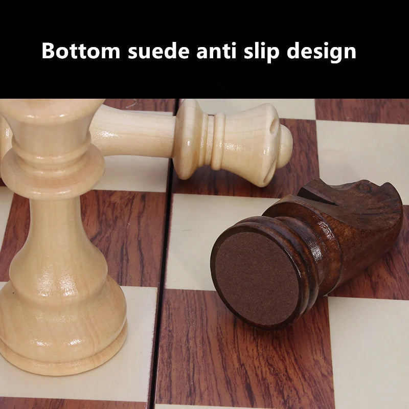 39cm wooden folding chessboard, with 2 additional pieces, High end solid wood chess piece set, holiday gift entertainment