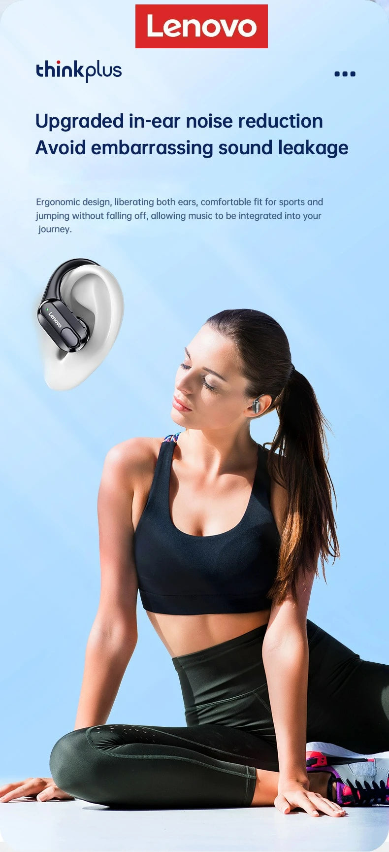 Lenovo XT80 Wireless Headphones Bluetooth 5.4 Earphones True with Mic Button Control Noise Reduction Earhooks Waterproof Headset