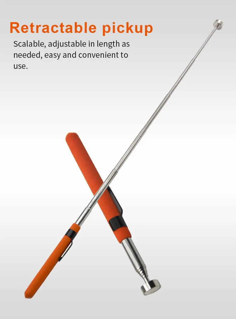 8 Pound Magnetic Retractable Pickup Orange Suction Iron Rod Portable Multifunctional Extractor Pen Clip Automotive Repair Tools