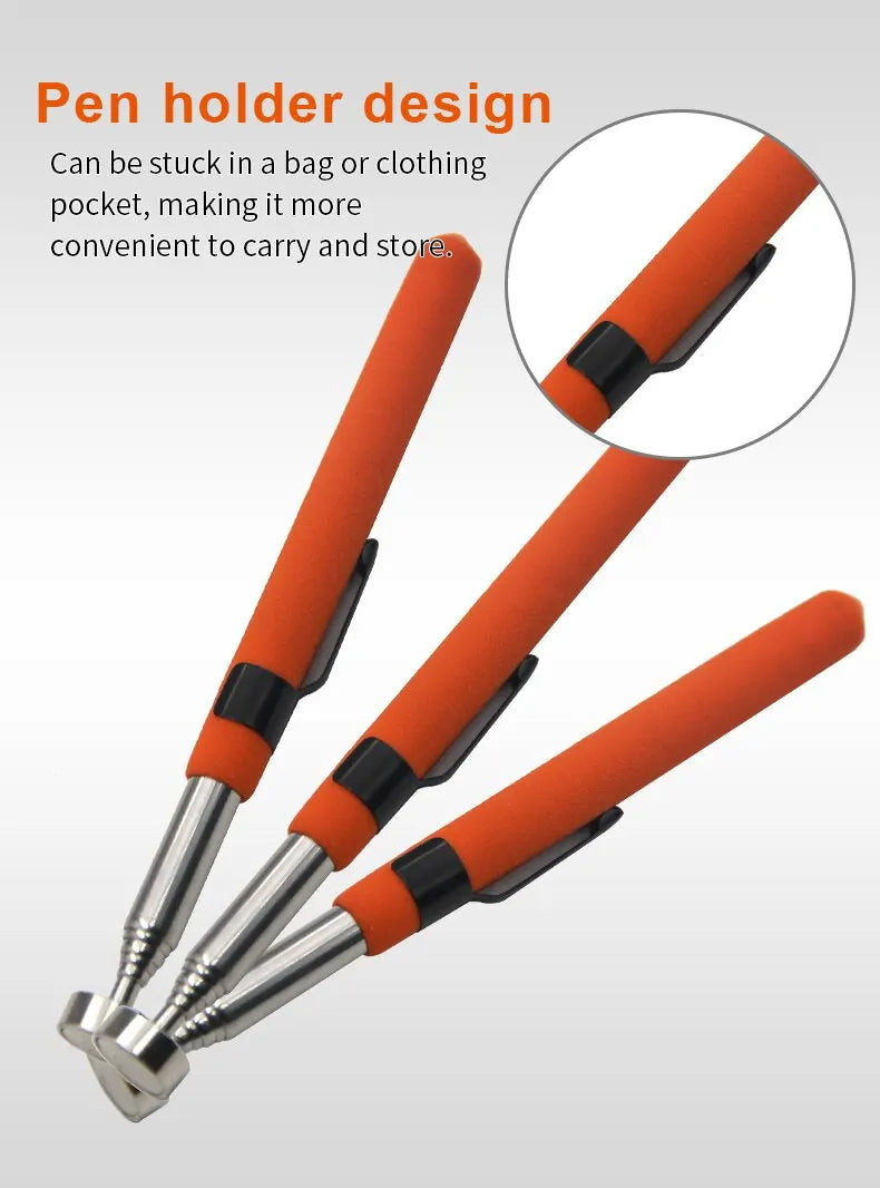 8 Pound Magnetic Retractable Pickup Orange Suction Iron Rod Portable Multifunctional Extractor Pen Clip Automotive Repair Tools