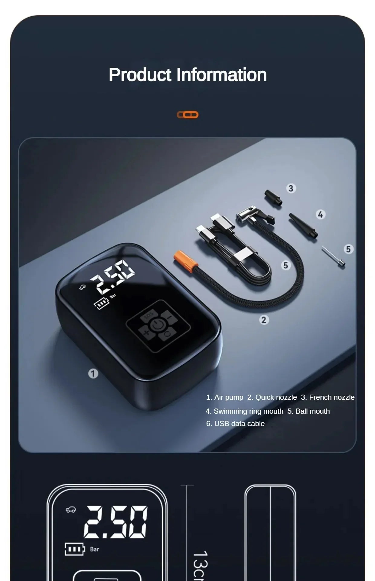 EAFC 150PSI  Car Air Compressor Electric Tire Inflator Pump for Motorcycle Bicycle Boat Tyre Balls Multifunction Tire Inflator