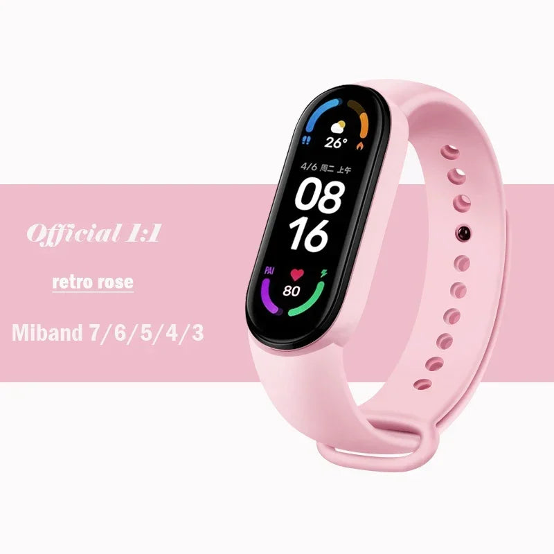 official Silicone Strap For Xiaomi Mi Band 4 5 6 7 Bracelet Sport Watch Wristband Miband4 miband7 Correa Mi band 3 4 5 6 7 Band