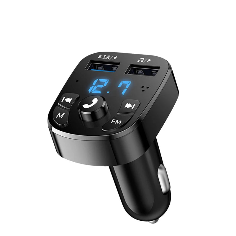 Bluetooth 5.0 FM Transmitter Wireless Handsfree Audio Receiver Dual USB 3.1A+1.0A U Disk Playing for Car Radio Player Speaker
