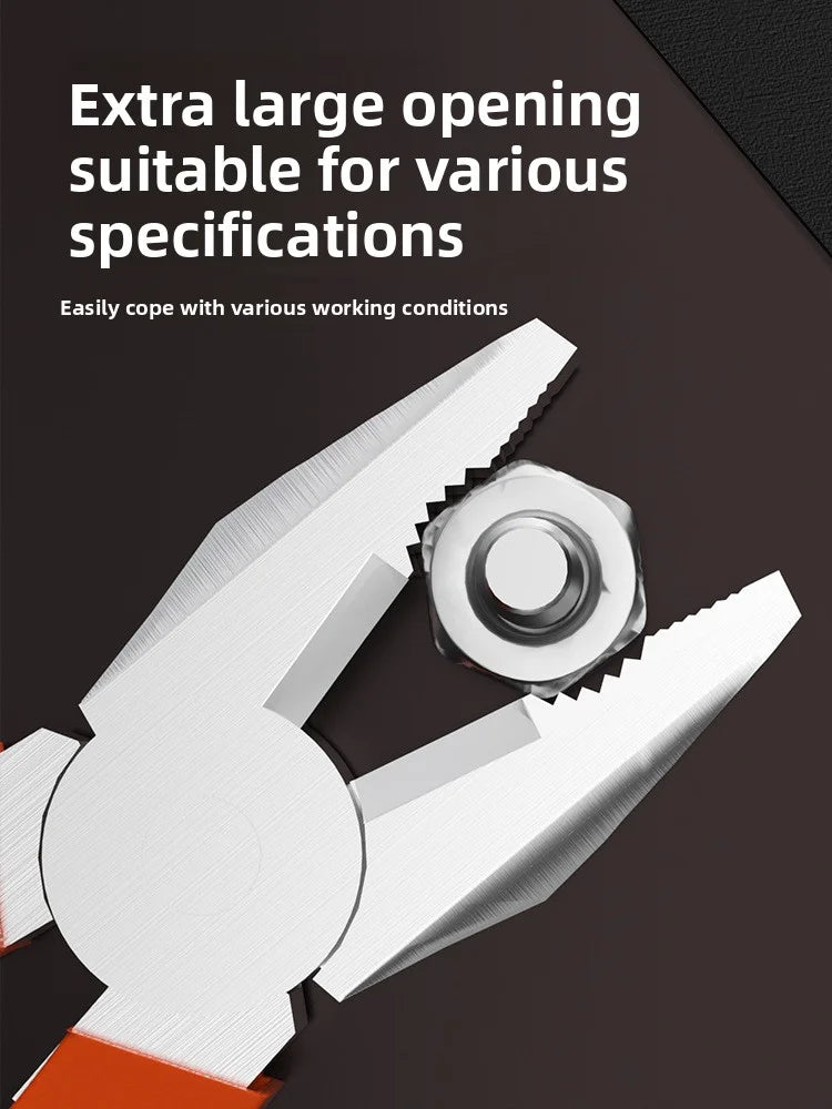 Electric Wire Pliers Large Opening Sharp Multifunction Tool for Cutting Twisting Gripping Metal Wires Heavy Duty Industrial Tool