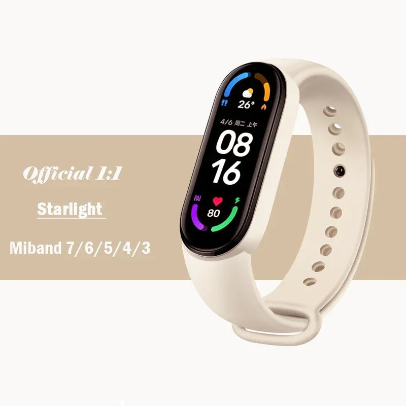 official Silicone Strap For Xiaomi Mi Band 4 5 6 7 Bracelet Sport Watch Wristband Miband4 miband7 Correa Mi band 3 4 5 6 7 Band