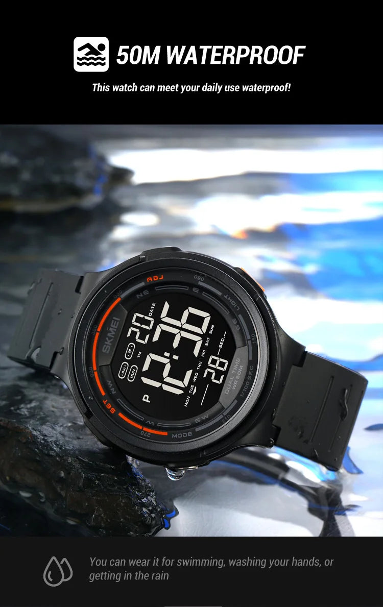 SKMEI 1841 Sport Waterproof Digital Watch for Men Military LED Display Countdown Electronic Wristwatches Mens 1251 Reloj Hombre