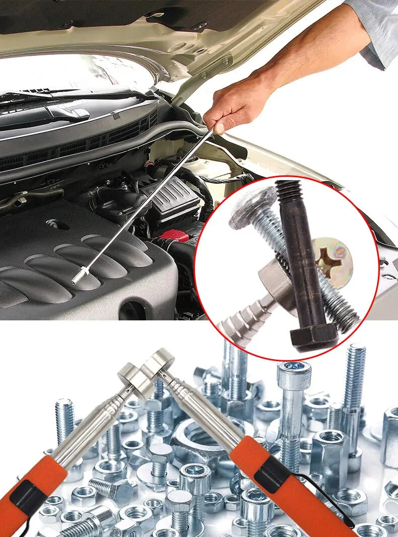 8 Pound Magnetic Retractable Pickup Orange Suction Iron Rod Portable Multifunctional Extractor Pen Clip Automotive Repair Tools