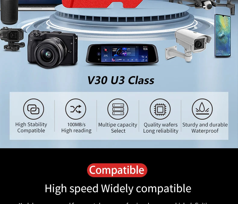 KODAK Micro SD Card Class10 U3 Memory Card MicroSD 64GB 128GB 256GB SD/TF Flash Card on For Smartphone Tablet Camera