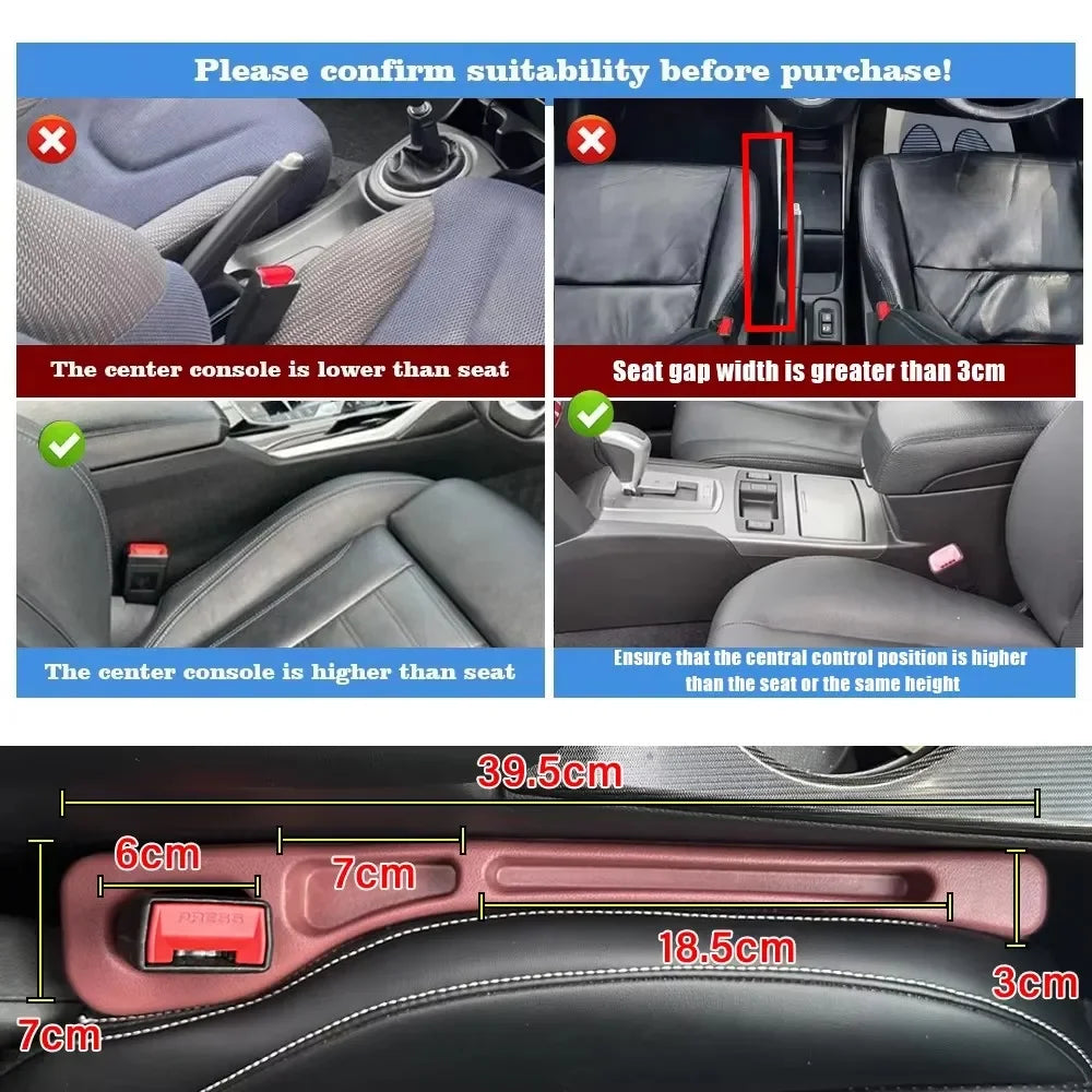 1 Pair Car Seat Gap Filler Leak Proof Crevice Storage Organizer Universal Fit Between Seats Console Auto Interior Accessories