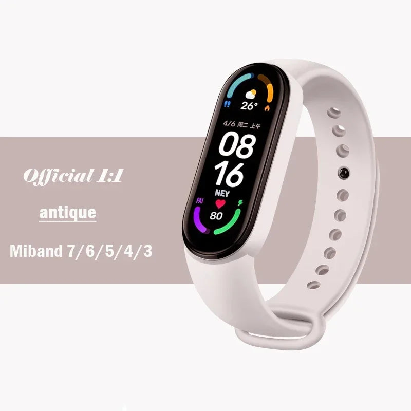 official Silicone Strap For Xiaomi Mi Band 4 5 6 7 Bracelet Sport Watch Wristband Miband4 miband7 Correa Mi band 3 4 5 6 7 Band