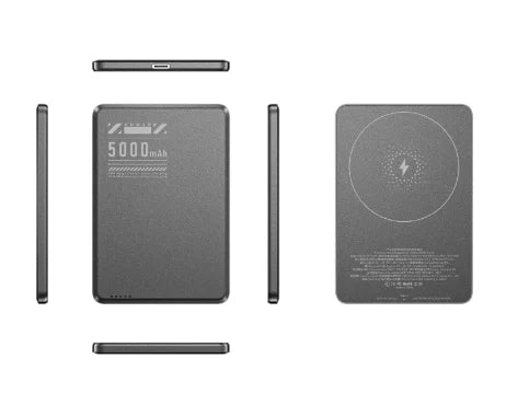 Portable travel Thin 0.65cm Magnetic Metal Wireless Charger 5000mAh Bi-directional Fast Charge PD20W Power bank External battery