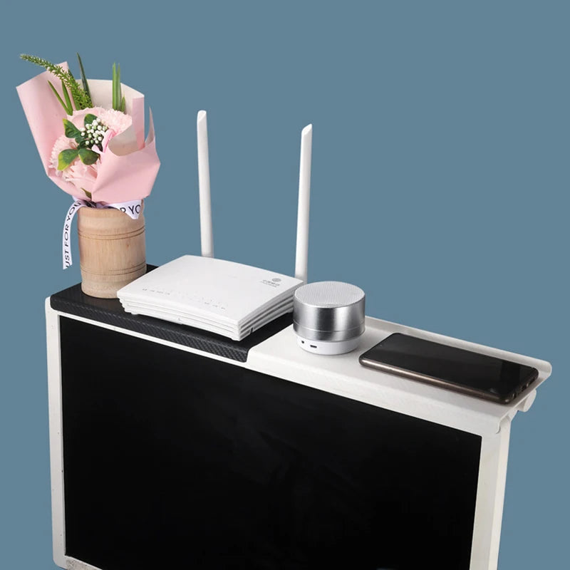1pc Home Organizer Adjustable TV Screen Top Shelf Rack Computer Monitor Desktop Display Stand TV Rack Router Storage Rack Holder