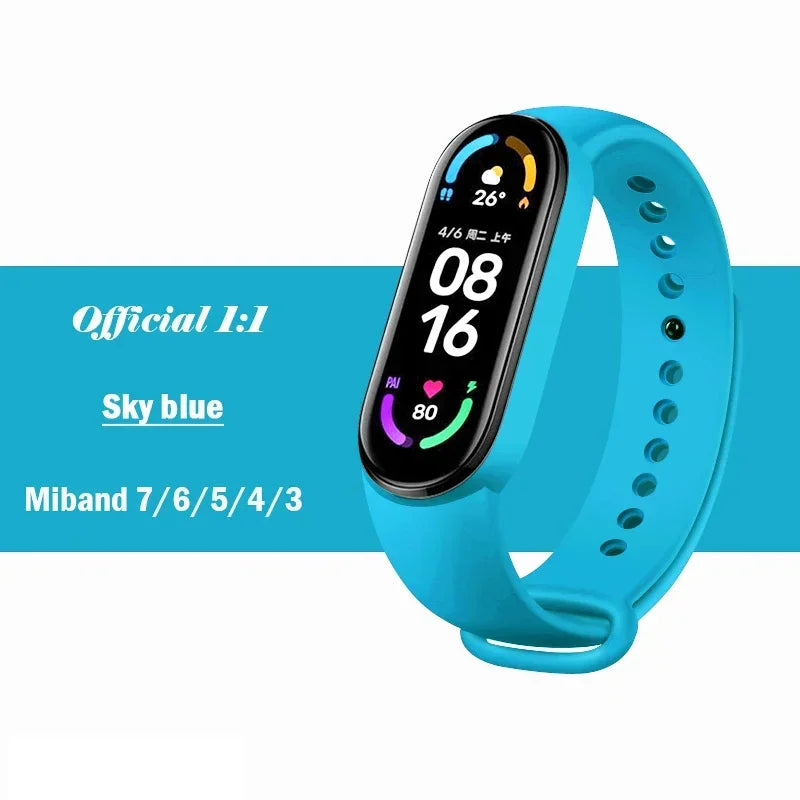 official Silicone Strap For Xiaomi Mi Band 4 5 6 7 Bracelet Sport Watch Wristband Miband4 miband7 Correa Mi band 3 4 5 6 7 Band