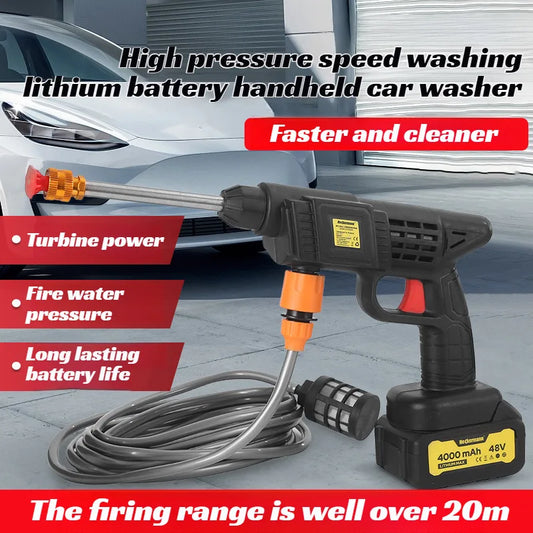 【Cordless Handheld Water Gun】Lithium Battery Rechargeable High-Pressure Washer - Portable Car Wash Sprayer for Home & Garden