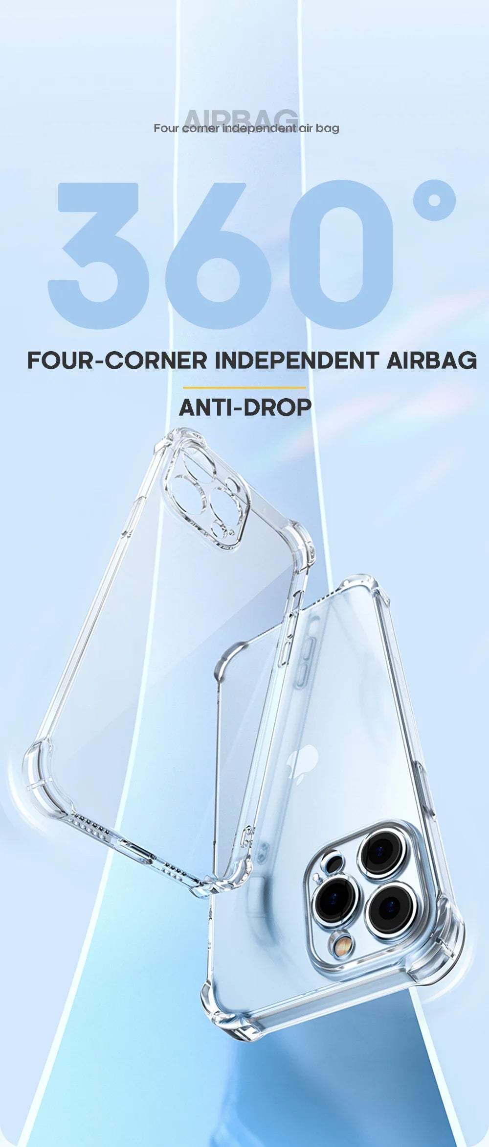 Luxury Shockproof Clear Phone Case For iPhone 15 14 13 12 11 Pro Max X XR XS XS Max Silicone Bumper Transparent Hard Back Cover