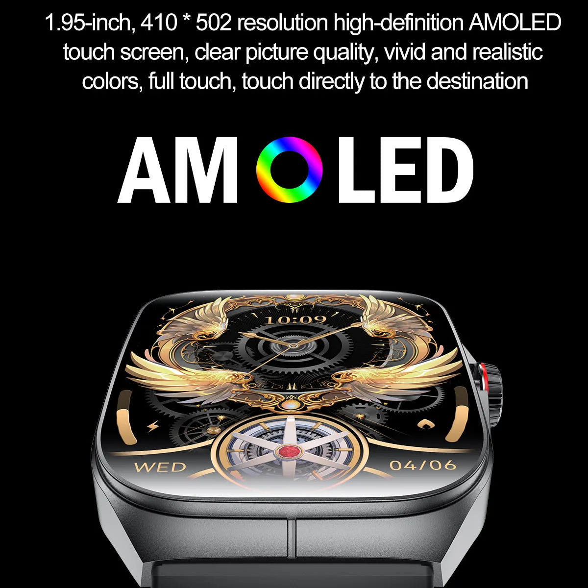 Men Women Sports Health Watches Blue Tooth Call Smartwatch NFC Heart Rate 1.95" AMOLED Screen Waterproof Music Voice Assistant