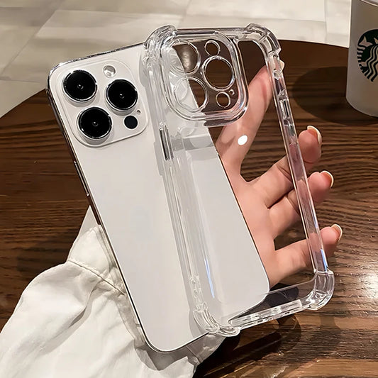 Luxury Shockproof Clear Phone Case For iPhone 15 14 13 12 11 Pro Max X XR XS XS Max Silicone Bumper Transparent Hard Back Cover